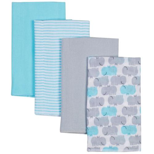 Gerber Boys 4 Pack Blue Print Prefold Diaper Burpcloths