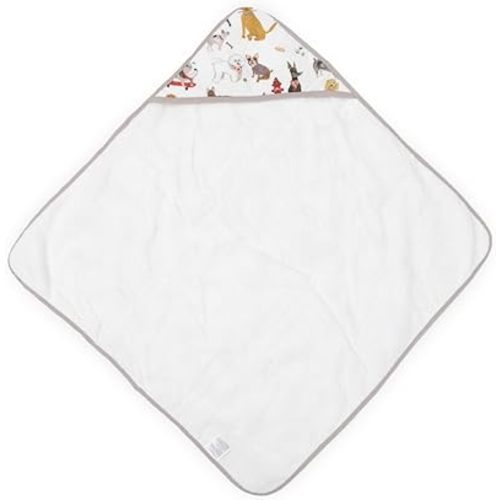 Little Unicorn Premium Infant Hooded Bath Towel| Soft & Absorbent Cotton & Terry Fabric for Newborns (Woof)