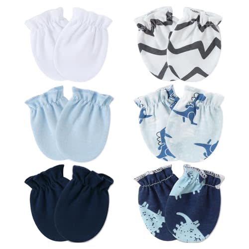 Flagsky Baby Mittens 0-6 Months No Scratch 100% Cotton Gloves for Newborn Boys Girls