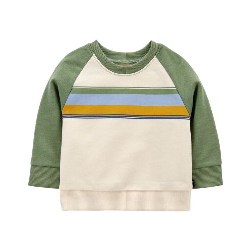 Baby Raglan French Terry Crew - Green/Ivory
