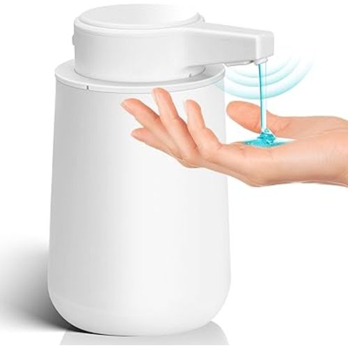 Automatic Soap Dispenser Liquid for Kitchen: 9 OZ Touchless Plastic White Modern Auto Soap Dispenser for Bathroom - Hand Dish Lotion Home Countertop Kids - Family Couple
