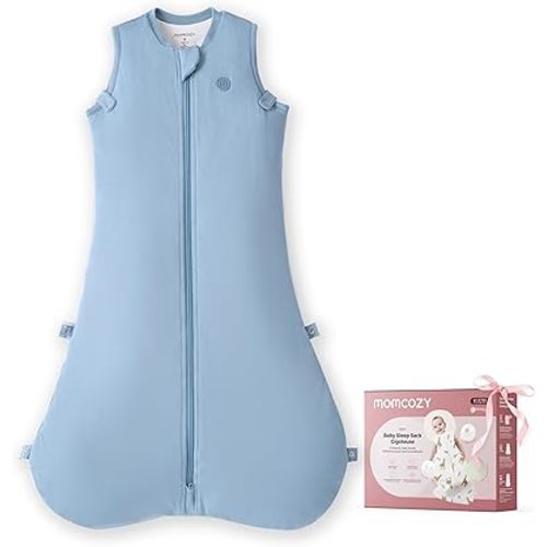 Momcozy Sleep Sack for Baby 0-6 Months, 1.5 TOG Baby Wearable Blanket with Supportive Plush Filling, Two-Way Zipper for Easy Diaper Changes, Snap-Fit Design for Growing Babies, Small, Blue