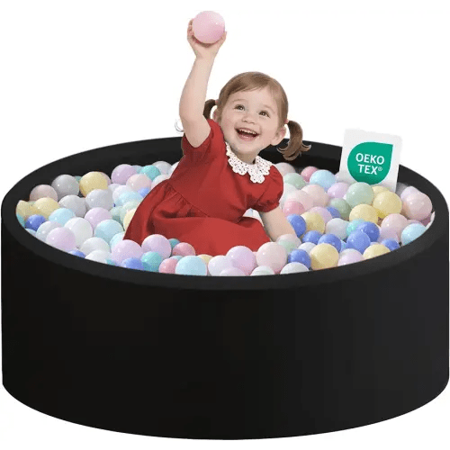 Ball Pit for Toddlers 35.43''x11.81 Baby Ball Pits Soft Memory Foam Ball Pit Round Kids Ball Pit Indoor Game Kids Play Ball Pool Ideal Gift for Girls and Boys (Black, NO Balls)