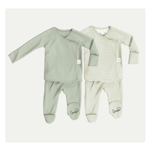 Baby Bundle Footie - Avocado + Mint Twist – Bonsie Skin to Skin Babywear