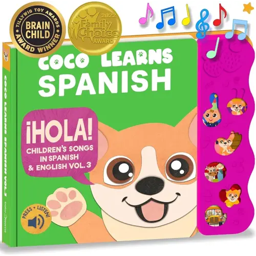 Vol. 3 | Libro musical en español y juguete bilingüe para niños pequeños y bebés; Libros en español para niños; Libro para bebés en español y libro para niños; Aprende español para