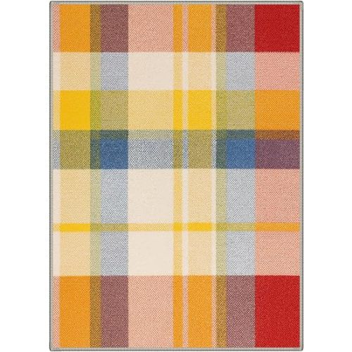 Bavni 5X7 Area Rugs for Living Room,Washable Minimalist Large Plaid Nonslip