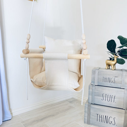 Made in USA, OUTDOOr,  Natural linen baby swing, toddler swing, nursery swing, indoor swing, porch swing, fabric swing, decor
