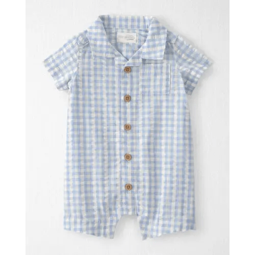 Baby Boy Seersucker Romper Made with Organic Cotton - 12 Month