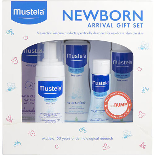 Mustela Newborn Arrival Set: Foam Shampoo 150ml & Gentle Cleansing Gel 180ml & No-rinse Cleansing Water 90ml & Hydra Bebe Body Lotion 300ml & Diaper Rash Cream 90ml 5pcs