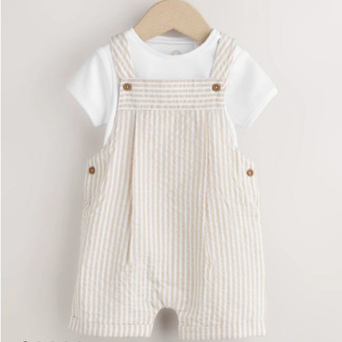 Buy Neutral Stripe Woven Dungaree and Bodysuit Baby Set (0mths-2yrs) from Next USA
