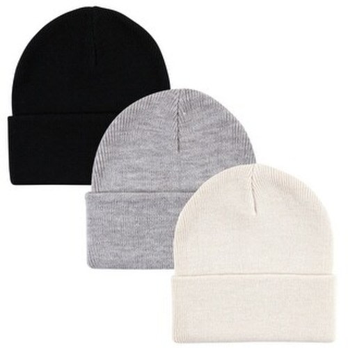 Hudson Baby Unisex Knit Cuffed Beanie 3pk, Cream Black, Infant Toddler - Cream Black