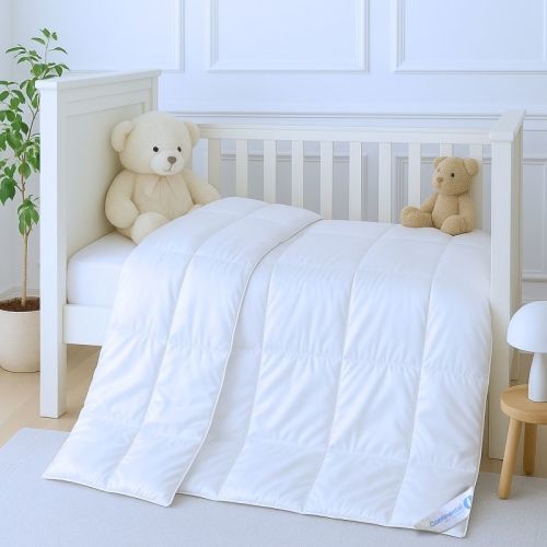 White Toddler Comforter – 100% Bamboo Sateen Duvet Insert for Kids, 320 Thread Count – Available in 33x42 & 39x47 inches for Cribs and Toddler Beds