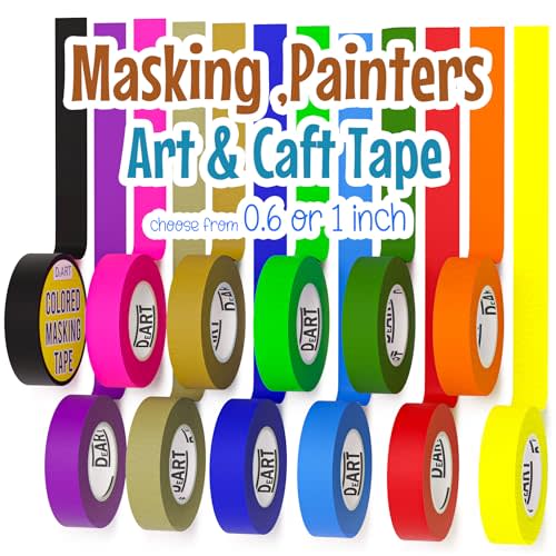 Colored Masking Tape Painters Tape Writable 12 or 8 Pack 1 inch or 0.6 Inches for Arts & Crafts Labeling Coding Whiteboard Thin Paper Tape Craft Classroom School Supplies Wire Management Scrapbook