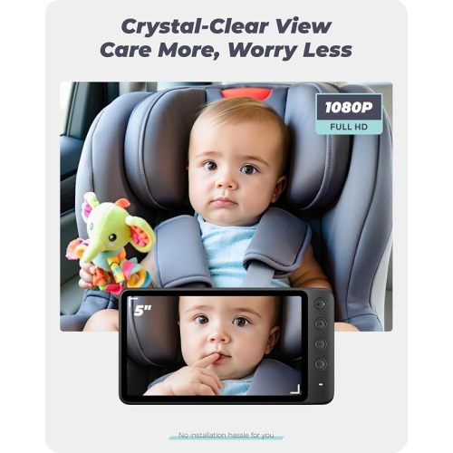 Magnetic Baby Car Camera with 5" 1080P IPS Monitor for Rear Facing