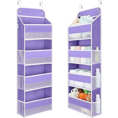 Yecaye Over the Door Organizer forNursery Closet 35.2lbs Load Purple 4 Tier