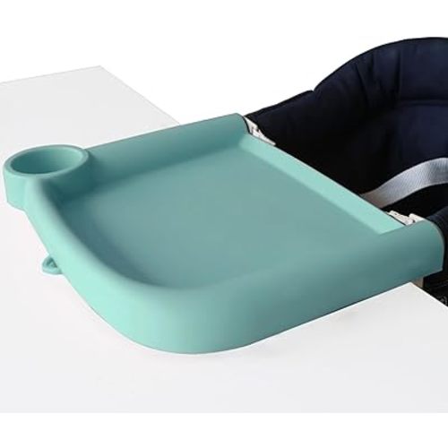 Baby Dining Tray Compatible with Inglesina Fast Table Chair Silicone Baby Feeding Tray for Clip-On Fast Table Chair Dishwasher Safe BPA Free Silicone Removable Dining Tray Accessory -Light Blue