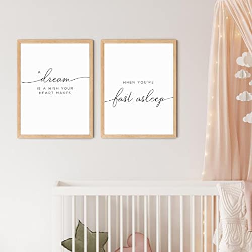 JESC A Dream is A Wish Your Heart Makes Nursery Wall Art Decor Baby Room Canvas Poster Sign Set of 2 Nursery Art No Frame