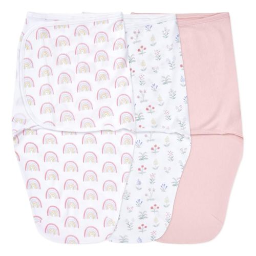 aden + anais Easy Swaddle Wrap, Newborn Wearable Swaddle Blanket, Adjustable Fasteners, 100% Cotton, 3 Pack, 0-3 Months, Garden Floral