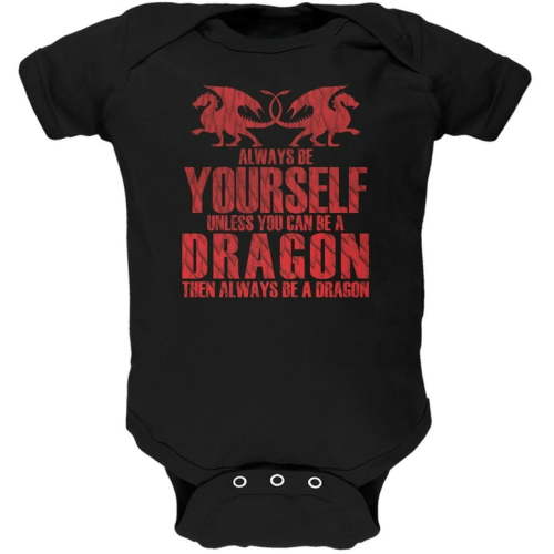 Always Be Yourself Dragon Black Soft Baby One Piece - 18 month