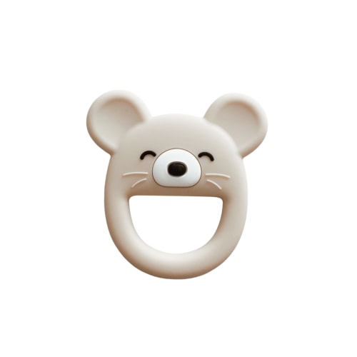 Beige Mouse Silicone Teether – Oatmilk Baby