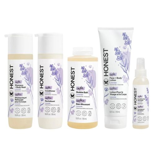 The Honest Company Calm Conditioner 10 fl oz +Shampoo & Body Wash 10 fl oz + Detangler 4 fl oz + Face + Body Lotion 8.5 fl oz + Bubble Bath 12 fl oz