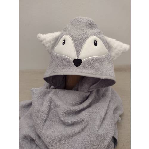 wolf baby bath towel with hood, animals towelling poncho for kids, hooded wrap for newborn babies, swimming pool robes for toddler
