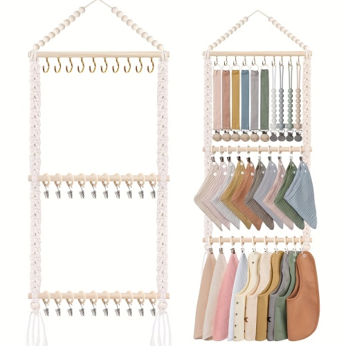 1 Pack Pacifier Clip Holder Bib Organizer, Headband Organizer, Handkerchief Drool Bib Holder, Clothes Organizer Storage Hanging Wall Decor, Wall Storage Storage, for Home Decor, Home Storage