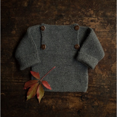 Baby Hand Knit Alpaca Sweater - Slate 0-3mths