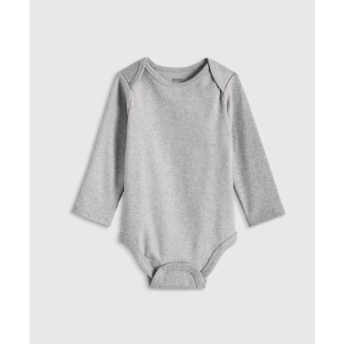100% Organic Cotton Long Sleeve Bodysuit - Baby in Heather Grey