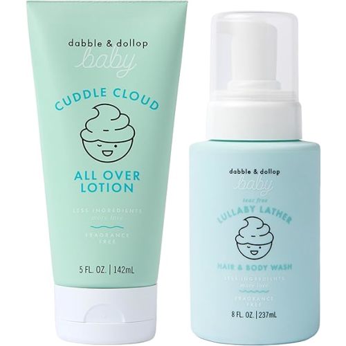 Dabble & Dollop Baby Infant Wash & Lotion Bundle – Fragrance-Free, Hypoallergenic, Dermatologist Tested, Vegan & Cruelty-Free, Safe for Newborns (2-Pack)