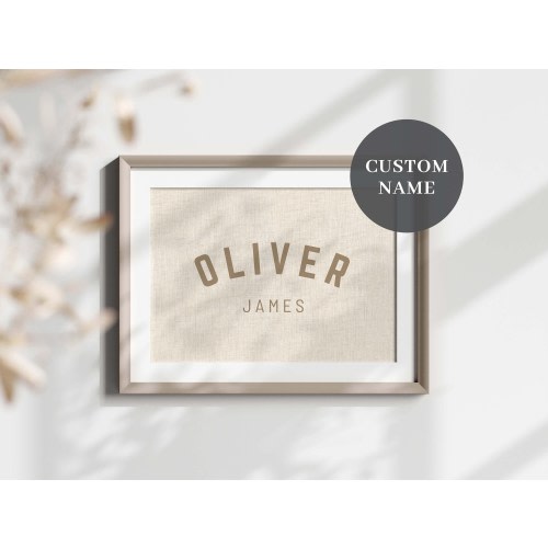 Custom Name Sign Printable Wall Art, Custom Baby Name Banner, Nursery or Kids Room Art, Minimalistic Name Art, Canvas Texture, Personalized