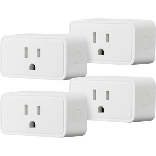 Amazon Basics Smart Plug, Works with Alexa Only, Voice Control, Remote APP Control, Schedule, Compact Design, Versatile, 2.4 GHz Wi-Fi, No Hub Required, 4-Pack, White