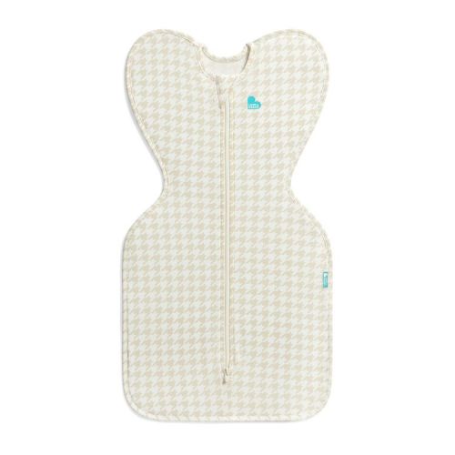 Love to Dream Baby Swaddle Up Sleep Sack - Cotton 1.0 TOG Long Sleeve Wrap - Houndstooth - S: Two-Way Zipper, Covered Zipper at Neck, Inverted Zipper
