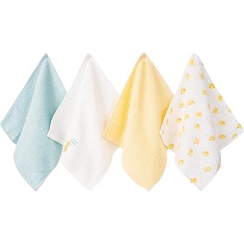Baby Washcloths 4 Pack 100% Cotton Soft and Absorbent Terry Wash Cloths Wipes for Face Hand Body Burp Rag for Sensitive Skin Newborns Infants Toddlers 10" x 10"