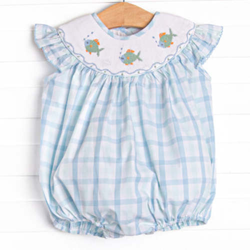 Bayside Bubbles Smocked Girl Bubble, Blue – Stitchy Fish