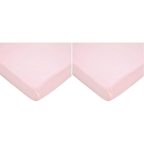 TL Care 100% Natural Cotton Fitted Mini Crib Sheet 38" x 24" - Soft & Breathable Small Nesting Portable Crib Sheet, Fits Pack N Play Mattresses, Pink, for Boys & Girls (Pack of 2)