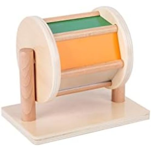 Montessori Baby Toys Play Kit Montessori Mirror Peekaboo Knob Puzzle, Medium Spinning Drum and Rainbow Fabric Ball Kit Toys for 6-12Months Toddlers