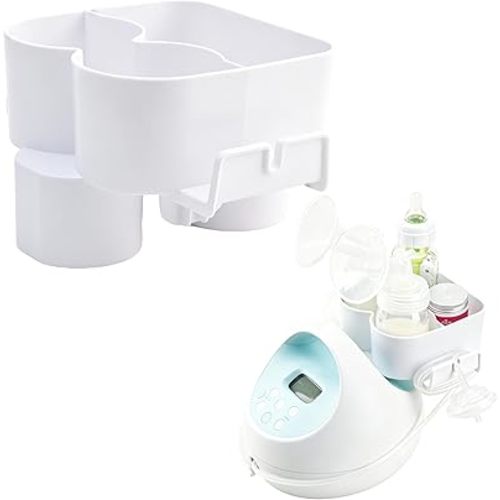 Bottle & Hose Holder for New Spectra S1, S2 Plus Breast Pump (New Model/NOT Round Hole), Portable Bottle Organizer with Extra Storage for Essentials, Dual Hose Management, Baby Safe(Holder Only)