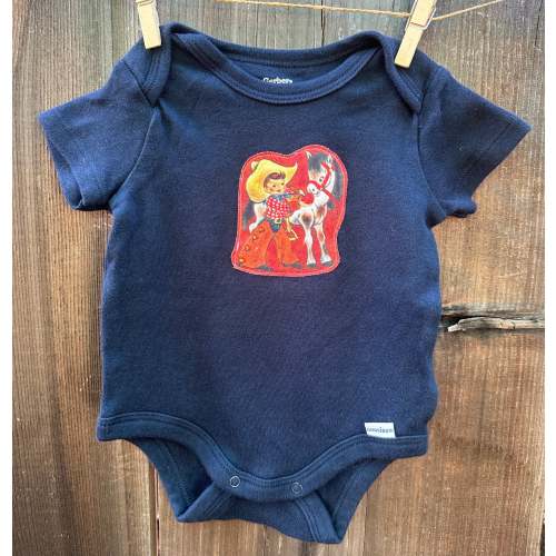 Cowkids on Navy, Front & Back, Size 0-3 mons.