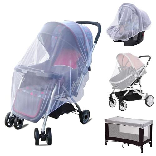 South to East Mosquito Net for Stroller with Drawstring, Baby Bug Netting with Storage Bag, Breathable & Portable Mosquito Nets for Car Seat, Bassinet, Cradle, Travel & Camping Crib (White)
