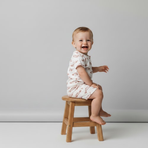 Organic Short Zip Romper - Cars