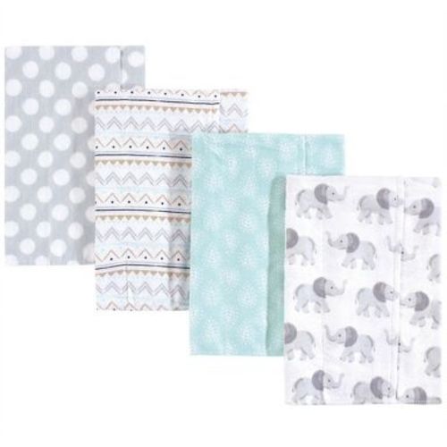 Hudson Baby Infant Cotton Flannel Burp Cloths 4pk, Gray Elephant, One Size
