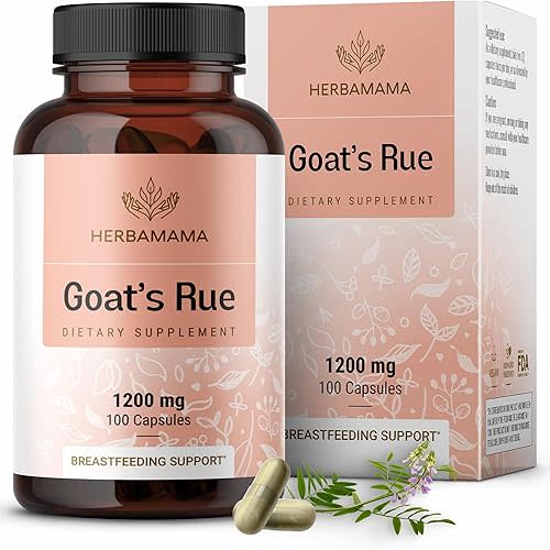 HERBAMAMA Goat's Rue Capsules - 1200mg Galega Officinalis for Mother's Breast Milk Lactation Support - Vegan, Non-GMO Goats Rue Herb Lactation Supplement
