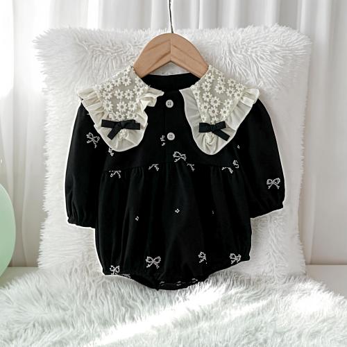 Vintage Baby Romper: Embroidered Collar Cotton Outfit