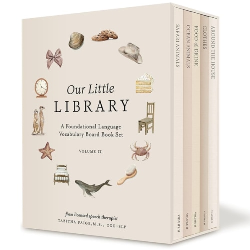 Our Little Library Vol. 2: First 100 Words Board Book Box Set, including Ocean Animals, Safari Animals, Food and Drink, Clothes, and Around the House (Tabitha Paige Children's Book Series)