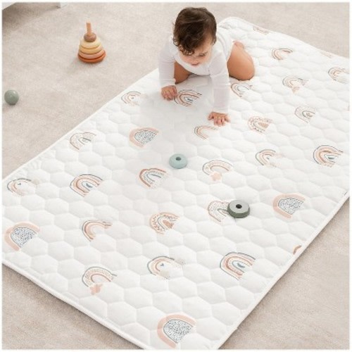Premium Play Mat - Soft and Comfortable Kids & Toddler Play Mat with Non-Slip Bottom By Comfy Cubs - Rainbow, Rectangle, 36x60