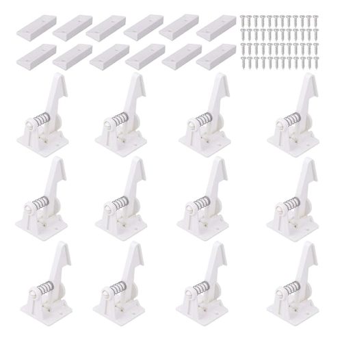 Vmaisi 12 Pack Cabinet Locks Child Safety Latches - Baby Proofing Cabinets Drawer Lock with Adhesive Easy Installation - No Drilling or Extra Screws (White)