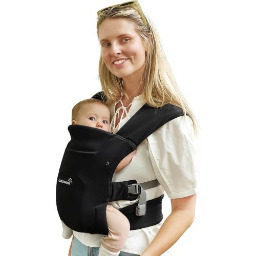 GROWNSY Ergonomic Baby Carrier Newborn to Toddler with Head Support, Black
