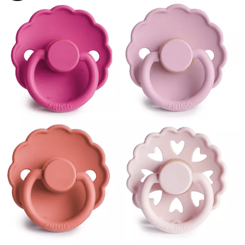 FRIGG 4-Pack Rosy Romance Rubber Pacifiers