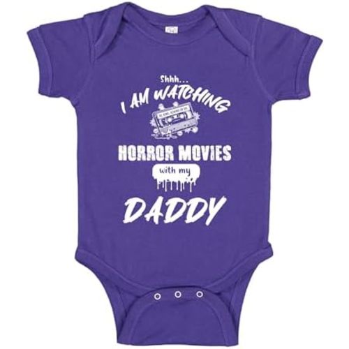 Watching Horror Movies with Daddy Scary Spooky Cute Baby Bodysuit One Piece or Toddler T-Shirt Gift